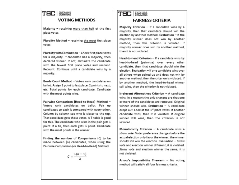 Voting Methods and Fairness Criteria | PDF | Voting | Public Opinion