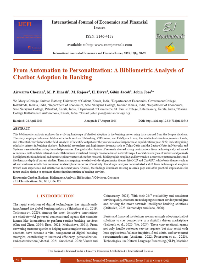 Chatbot Adoption in Banking: A Bibliometric Study | PDF | Artificial ...