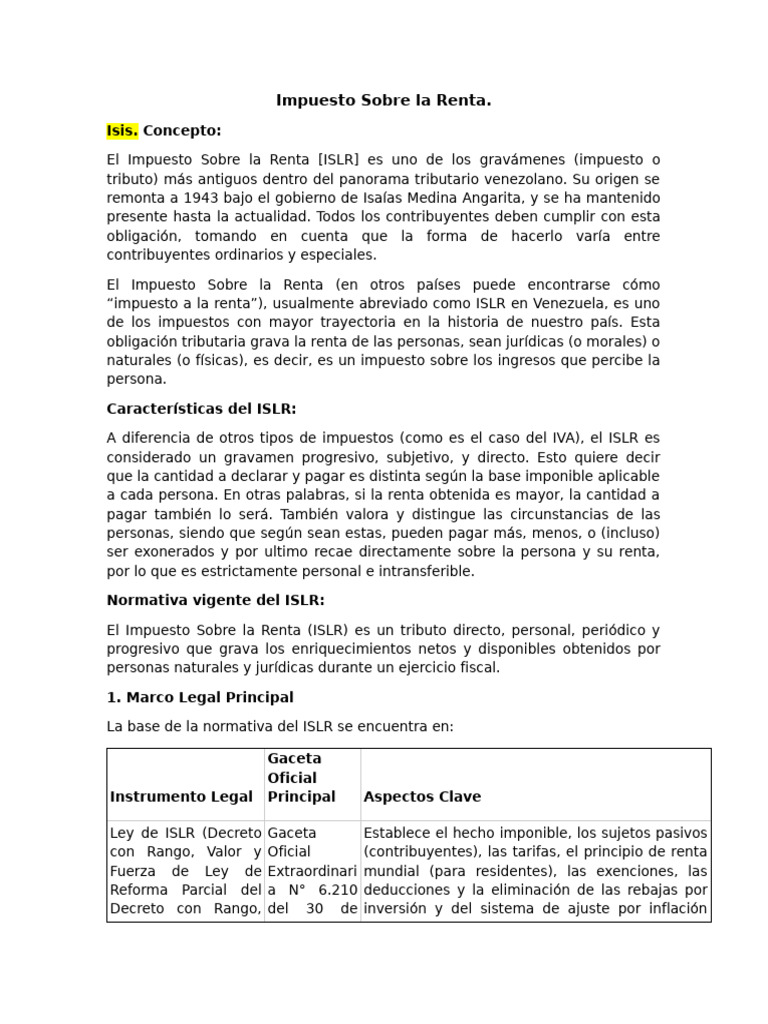Guía Completa del Impuesto Sobre la Renta ISLR | PDF | Impuestos ...