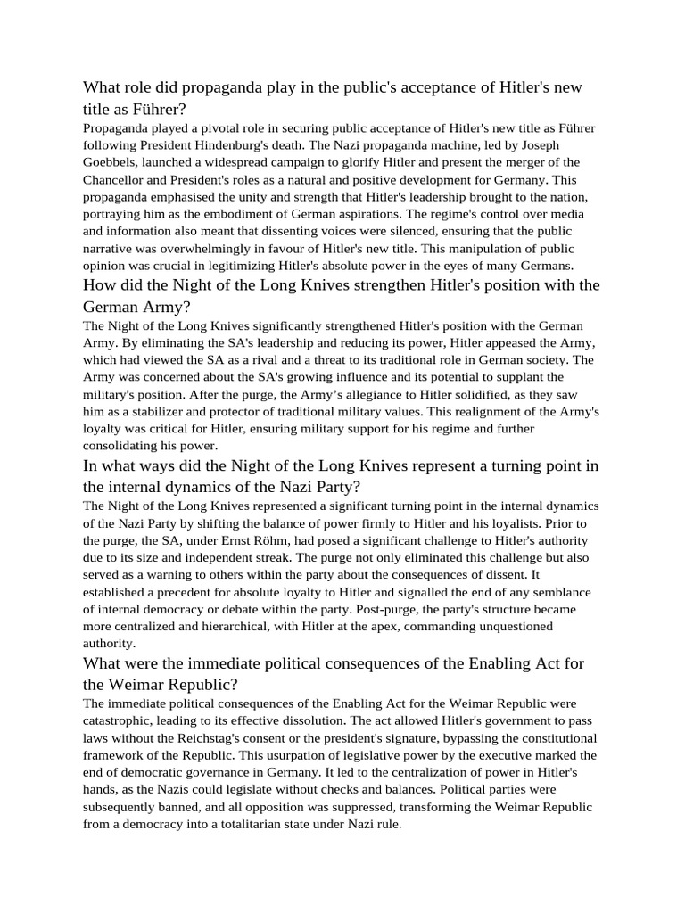 What Role Did Propaganda Play in the Public | PDF | Adolf Hitler | Nazi ...