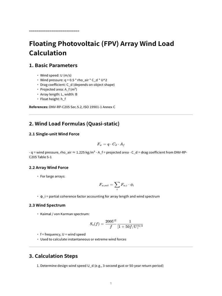 FPV Array Wind Load Calculation Guide | PDF | Force | Wound
