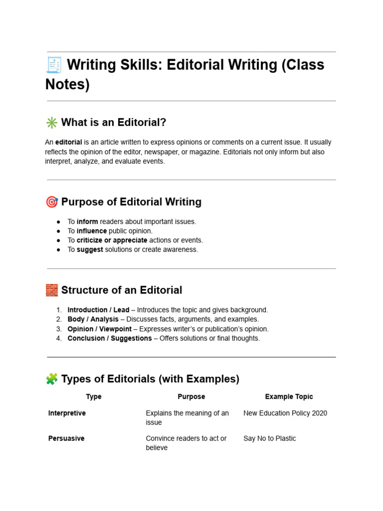 Editorial Writing Skills Guide | PDF | Artificial Intelligence ...
