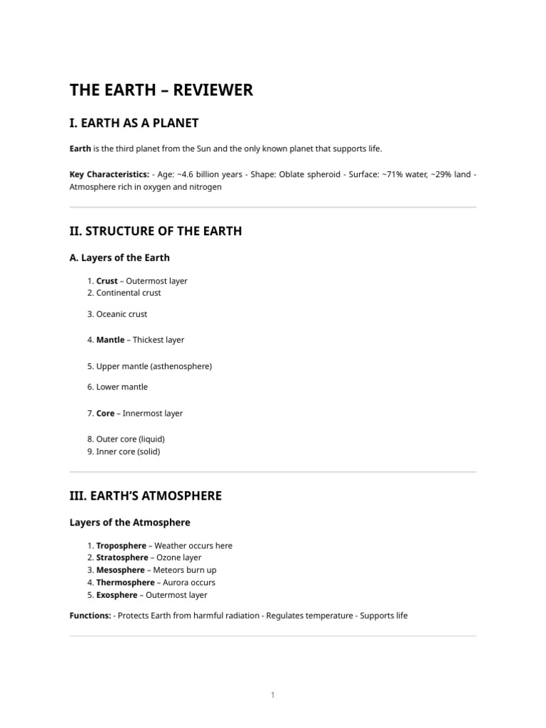 Earth Science Overview and Study Guide | PDF | Earth | Plate Tectonics