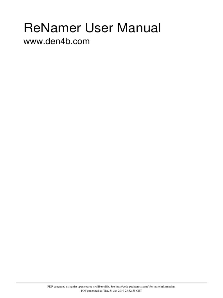 ReNamer User Manual: File Renaming Guide | PDF | Computer File | Filename