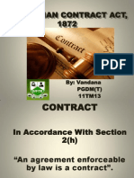 The Indian Contract Act, 1872: By: Vandana PGDM (T) 11TM13