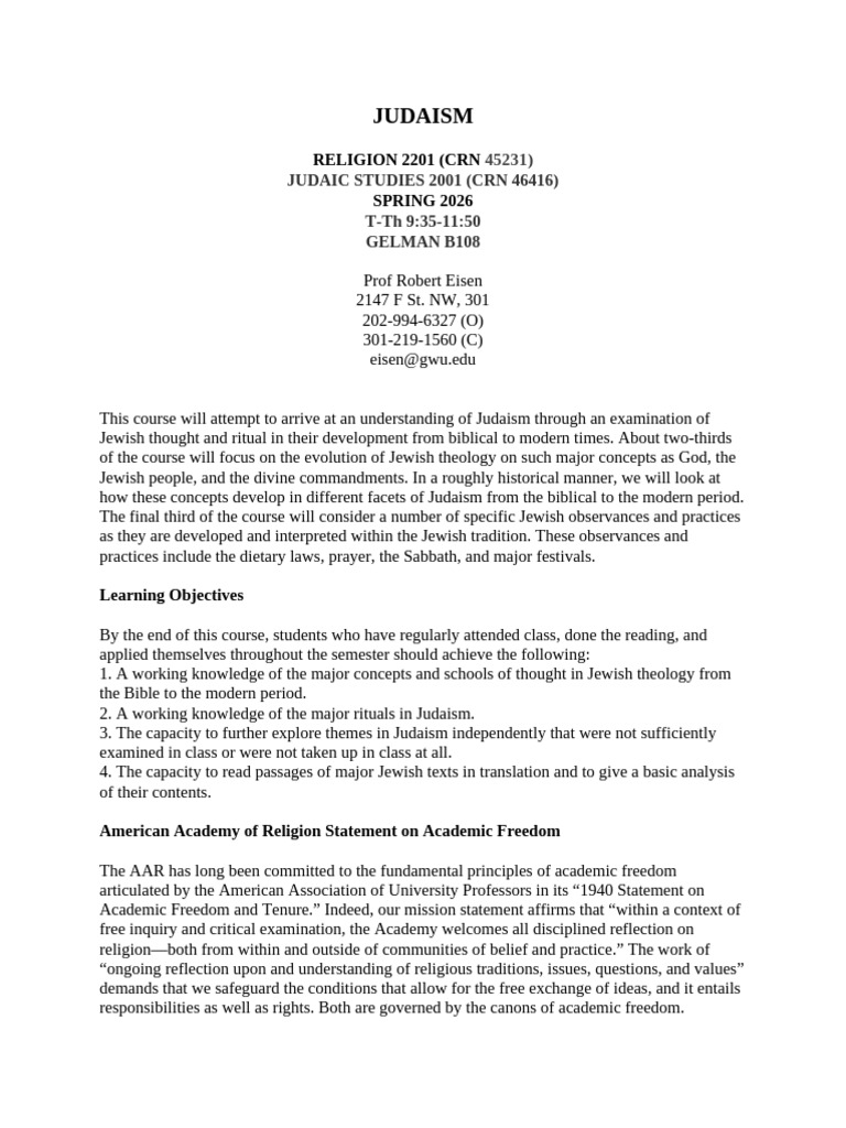 Understanding Judaism: Course Overview | PDF