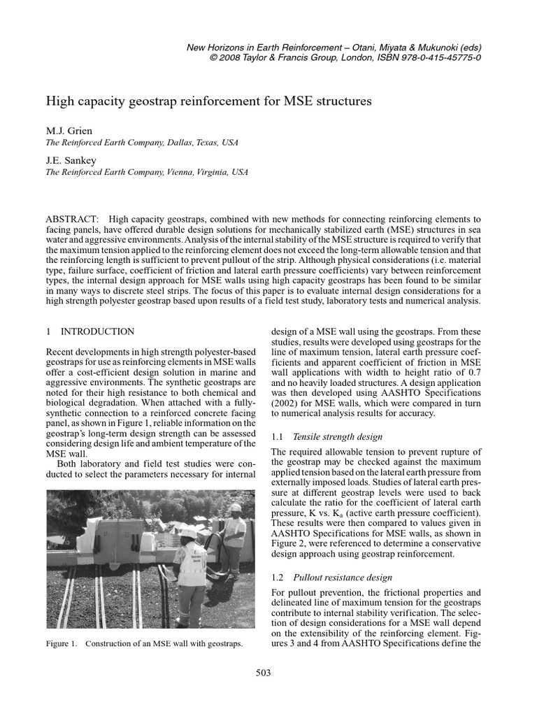 E.05 High Capacity Geostrap Reinforcement for MSE Structures | PDF ...