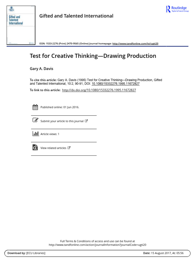 Test for Creative Thinking-Drawing Production | PDF | Creativity ...