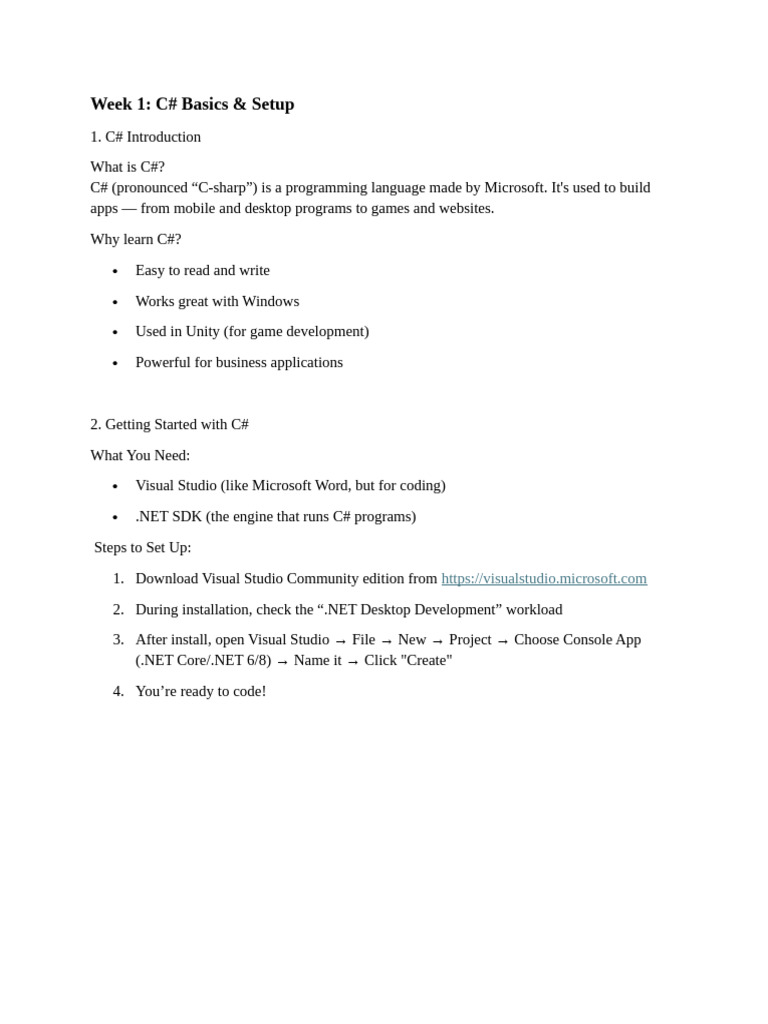 C# Basics: Setup and First Program | PDF | Integer (Computer Science ...