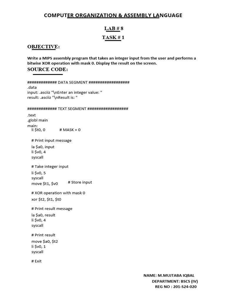 MIPS Assembly Programs for Integer Operations | PDF | Computer ...