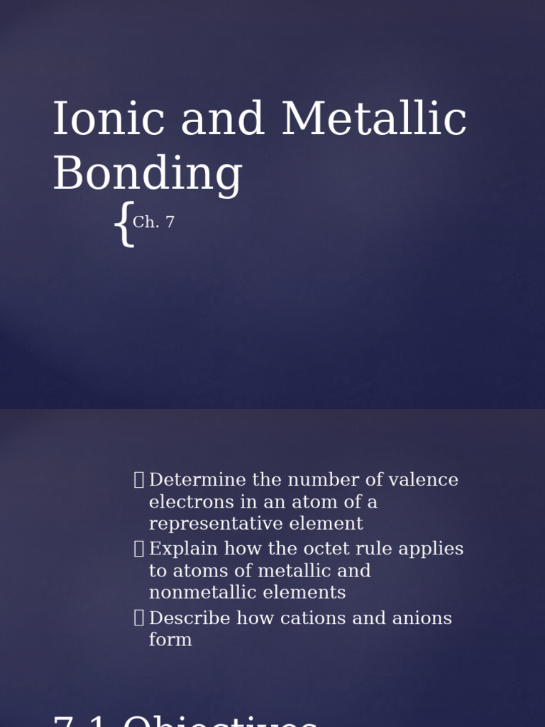 Ionic and Metallic Bonding Explained | PDF | Ion | Chemical Compounds