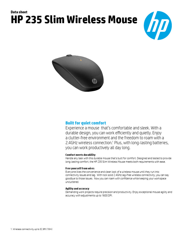 HP 235 Slim Wireless Mouse Overview | PDF | Computing | Computer ...