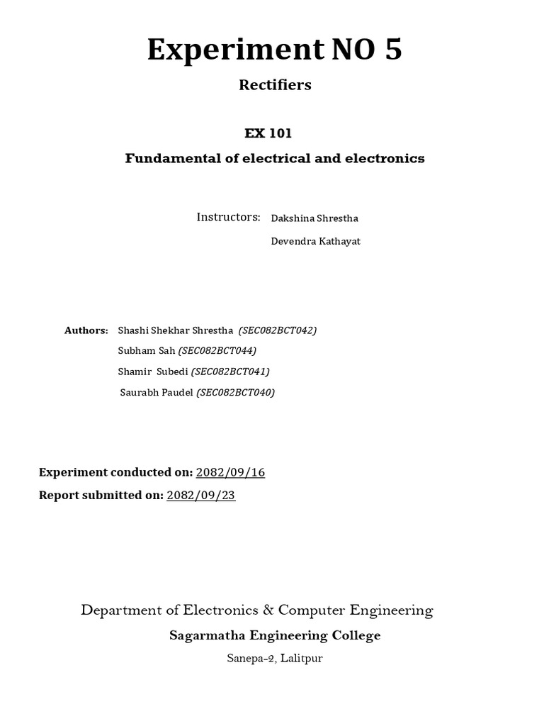 Rectifier Circuit Experiment Analysis | PDF | Rectifier | Electrical ...
