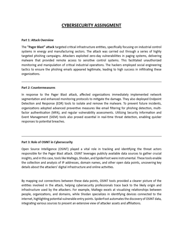 Cybersecurity Assingment | PDF | Computer Security | Security