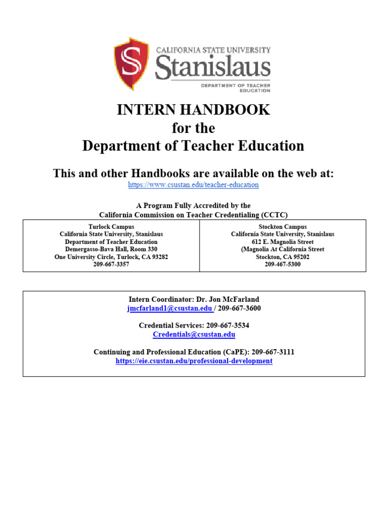 Intern Handbook for Teacher Education | PDF | Internship | Job Hunting