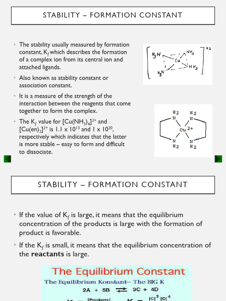 Understanding Formation Constants and Stability | PDF | Ligand ...