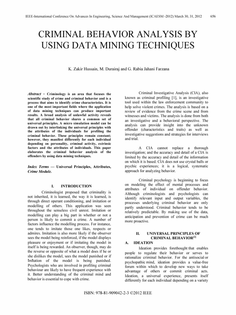 Data Mining in Criminal Behavior Analysis | PDF | Crimes | Crime & Violence