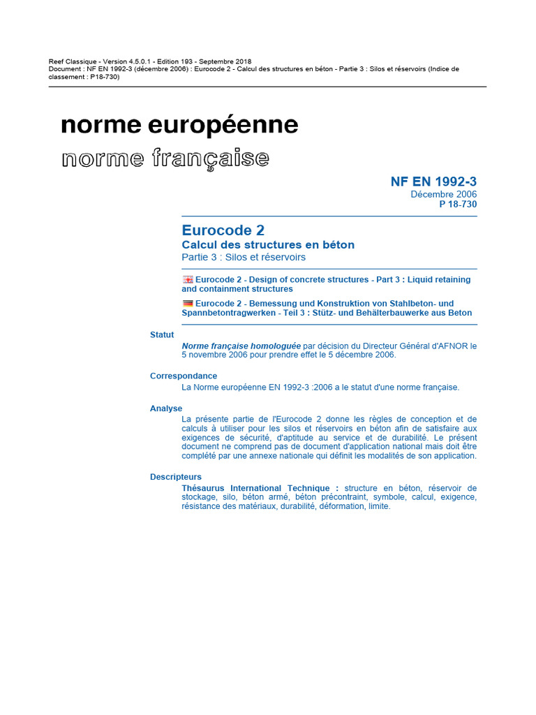 Eurocode 2 : Silos et réservoirs en béton | PDF | Béton | Ingénierie ...