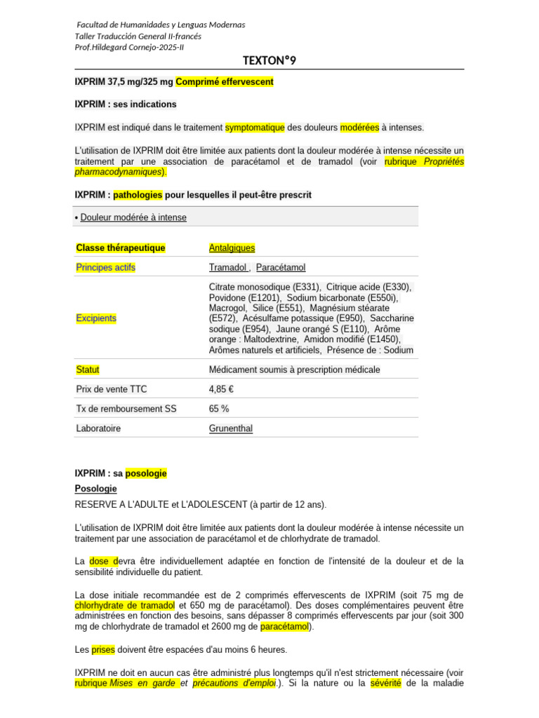 IXPRIM : Indications et posologie détaillées | PDF | Insuffisance ...
