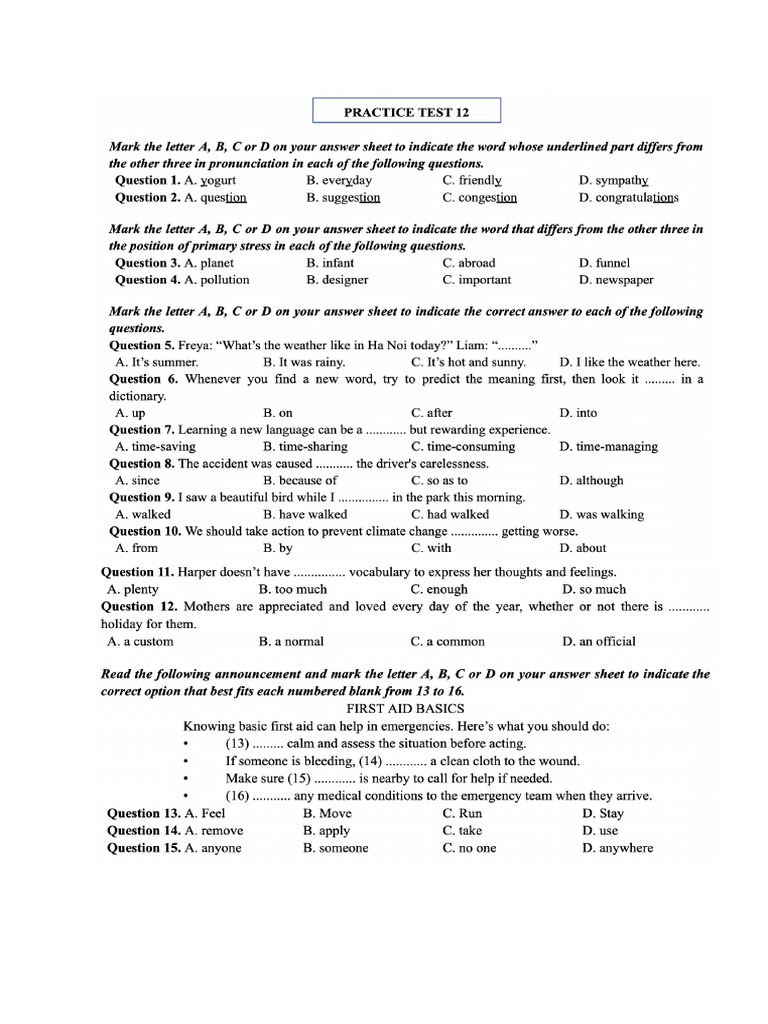 Practice Test 12 | PDF