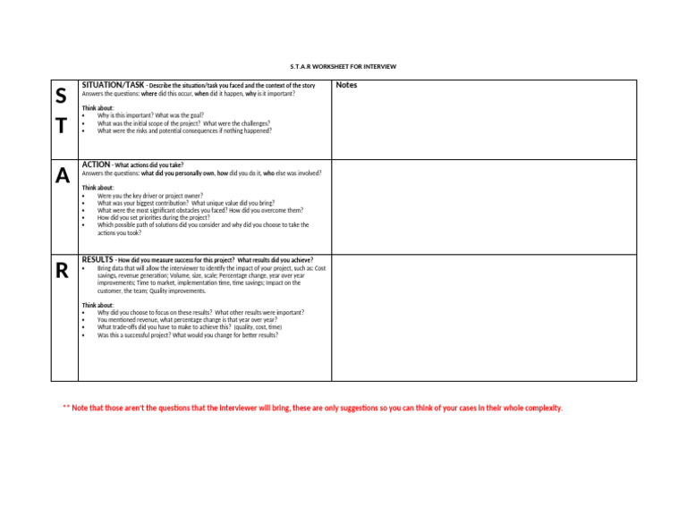 S.T.A.R. Interview Preparation Guide | PDF