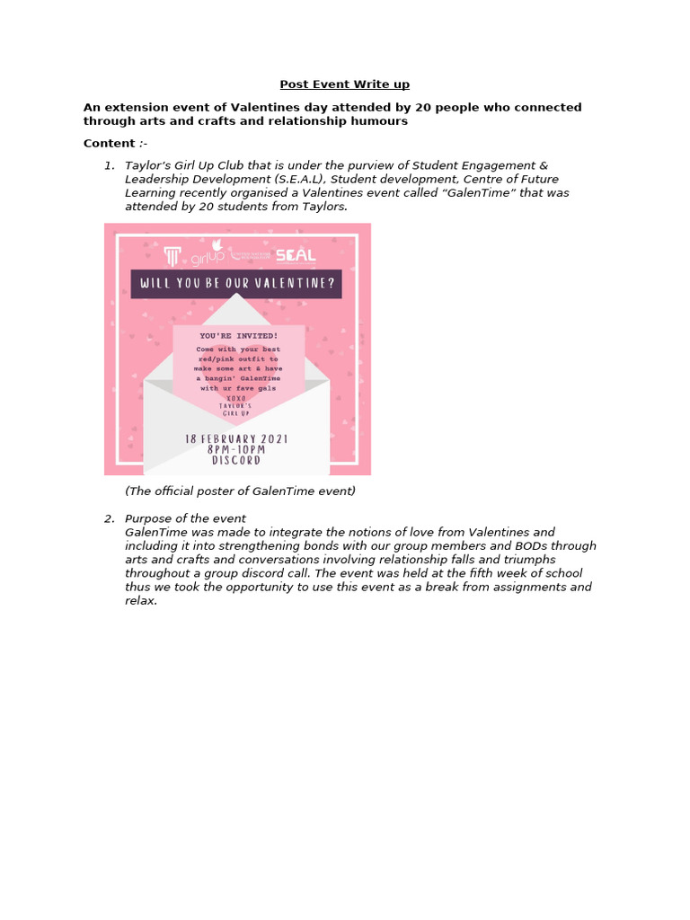 Template For Post Event Write Up | PDF