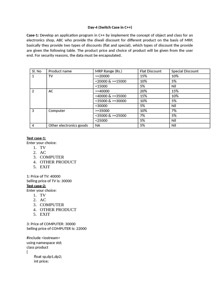 C++ Discount and Salary Calculator | PDF | C++ | Object Oriented ...
