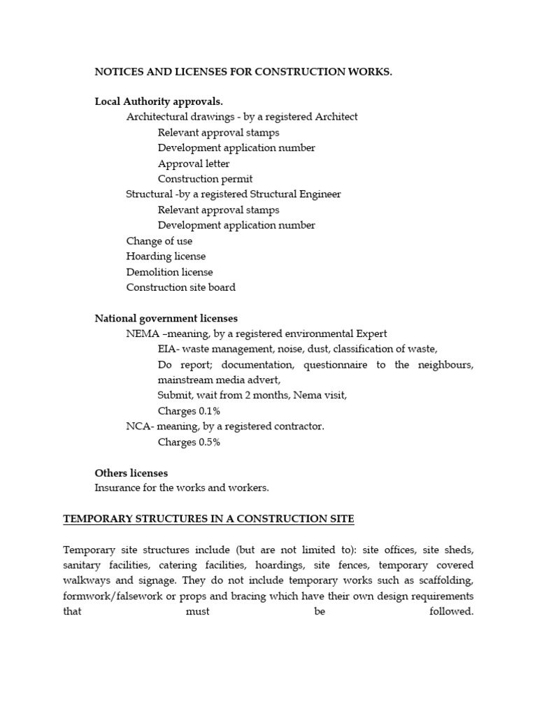 Construction Work Notices and Licenses Guide | PDF