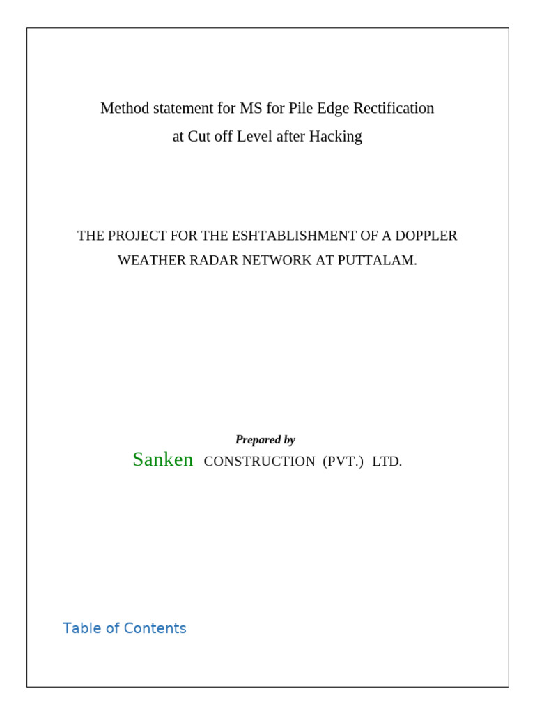 MS For Pile Edge Rectification at Cut Off Level After Hacking | PDF