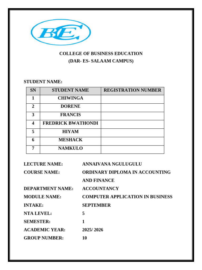 Computer Application in Business Group 10 Assignment | PDF | Computer ...