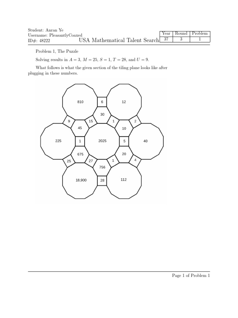 USA Mathematical Talent Search Solutions | PDF | Numbers | Summation