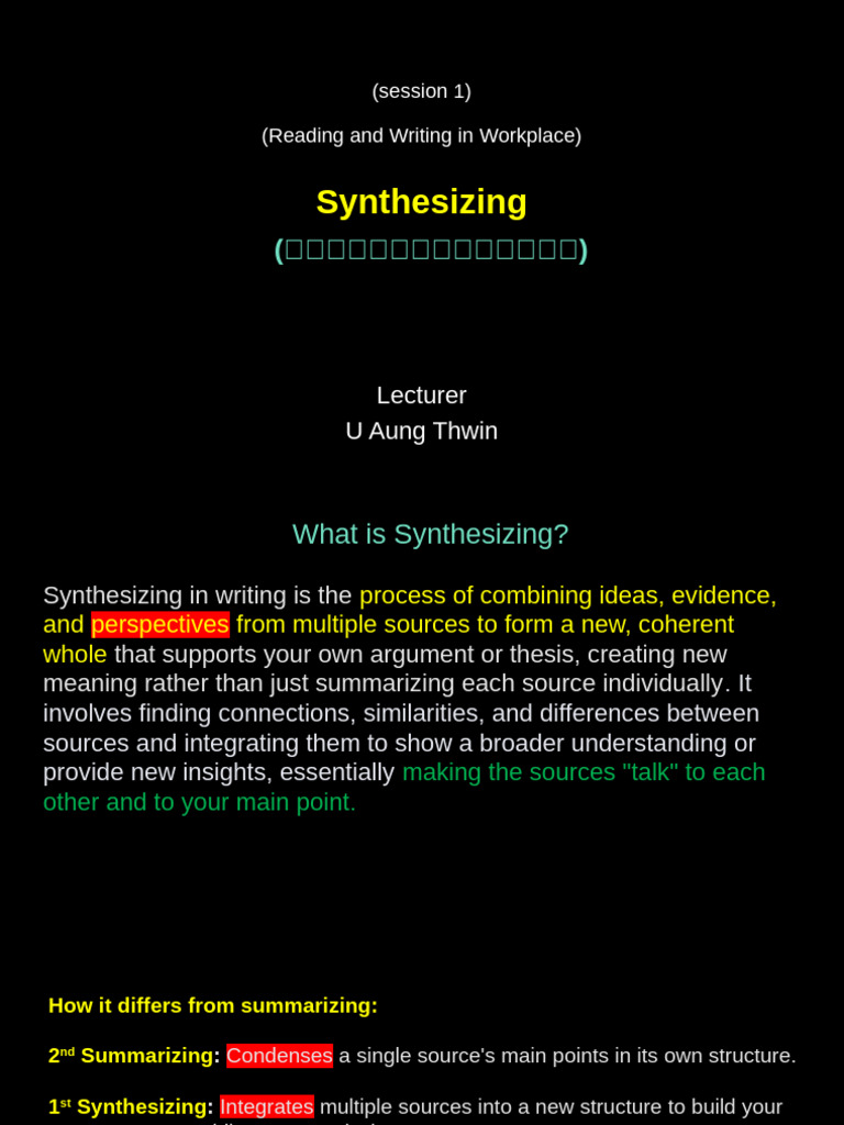 Mastering Synthesis in Workplace Writing | PDF | Critical Thinking ...