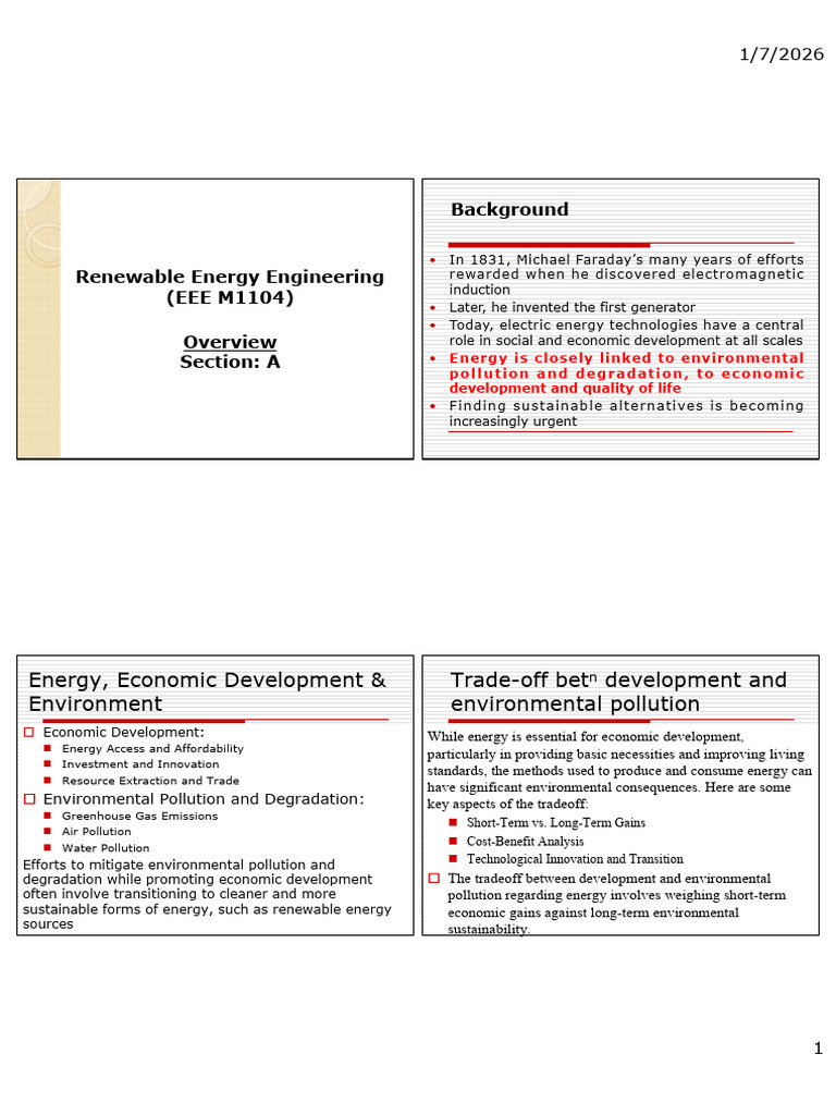Lecture 1 Chap 1 2 12 52 | PDF | Renewable Energy | Energy Development