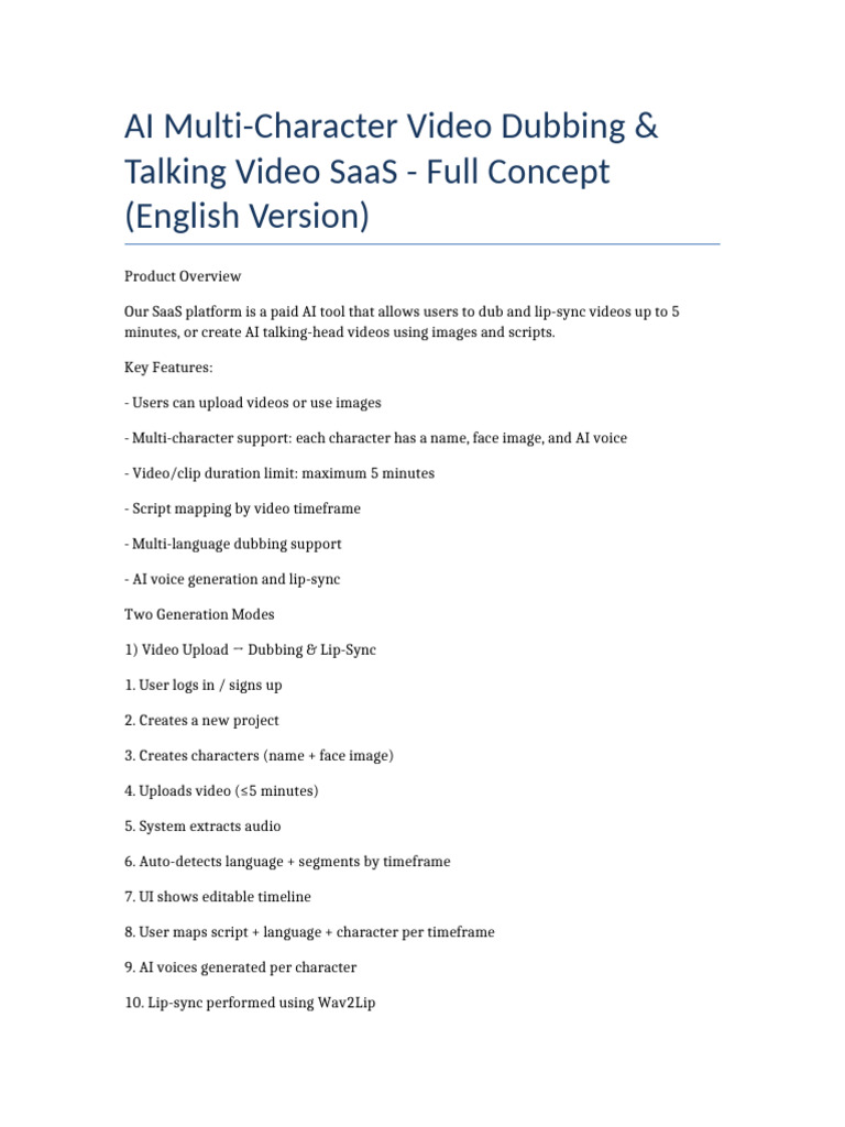 AI MultiCharacter Video Concept English2 PDF Software Computing
