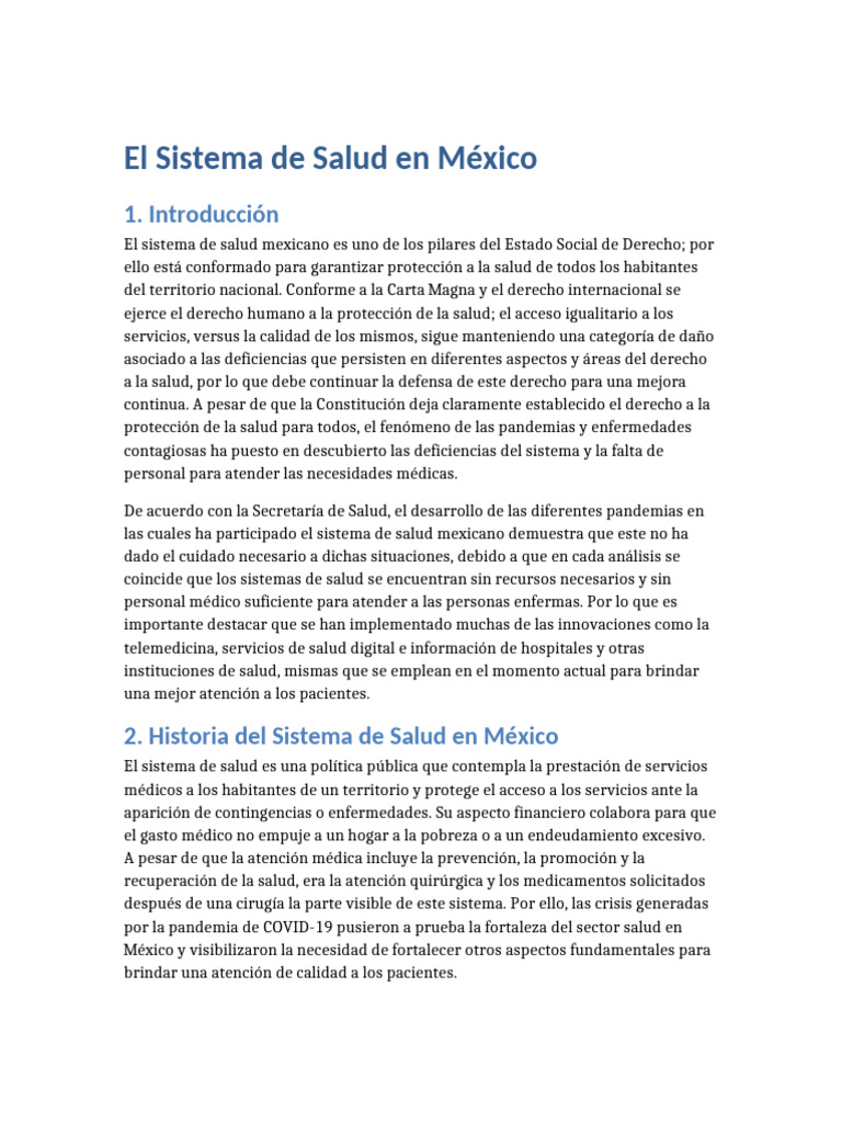 Sistema de Salud en México: Estructura y Retos | PDF | Cuidado de la ...
