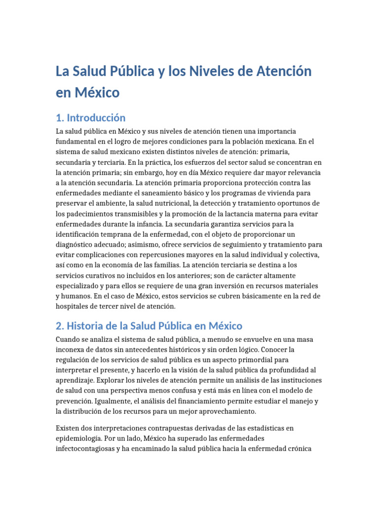Niveles de Atención en Salud Pública en México | PDF | Cuidado de la ...