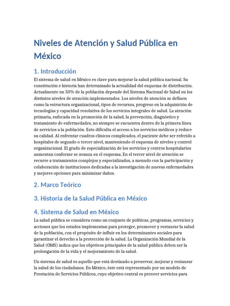 Niveles de Atención en Salud Pública México | PDF | Hospital | Cuidado ...