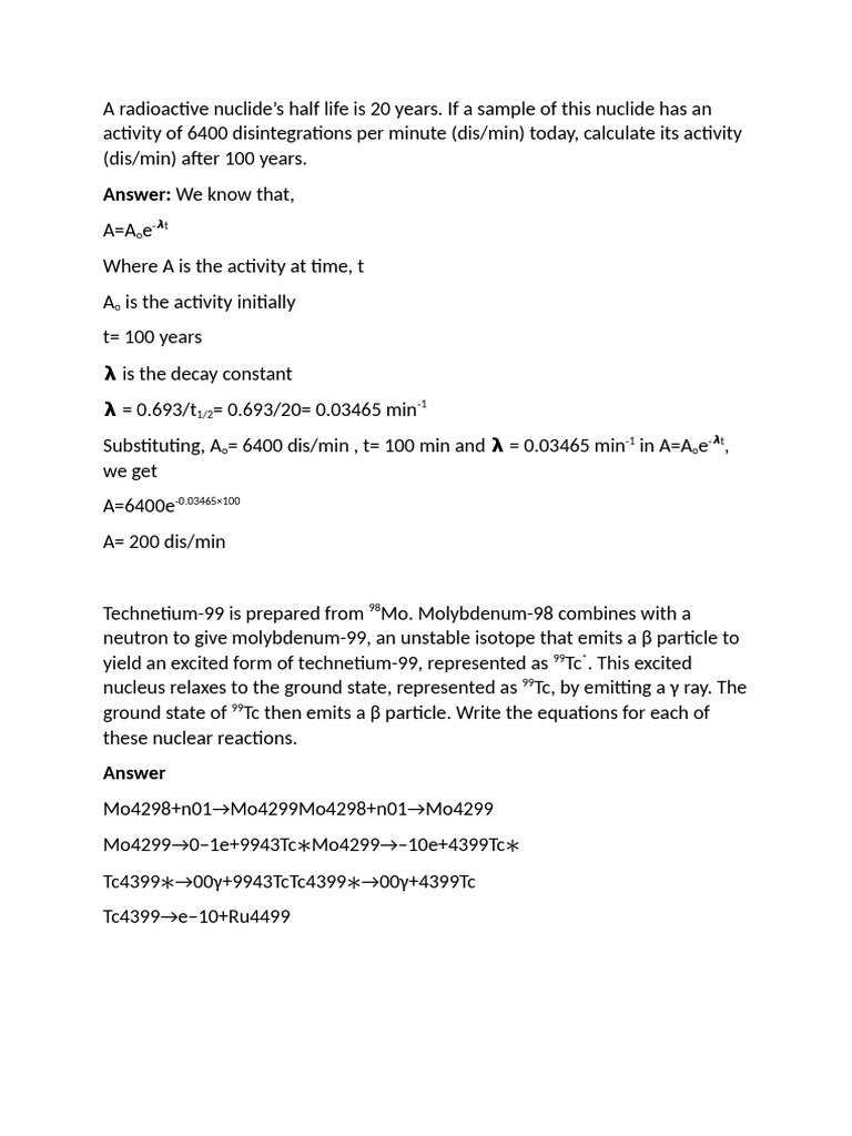 Radioactive Decay Calculations and Examples | PDF | Radiocarbon Dating ...