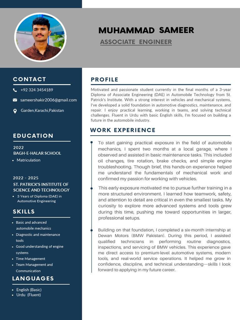 Automobile Engineering Student Profile | PDF | Auto Mechanic