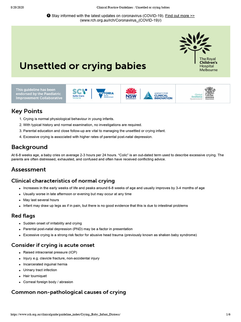 Guidelines for Managing Crying Infants | PDF | Diseases And Disorders ...