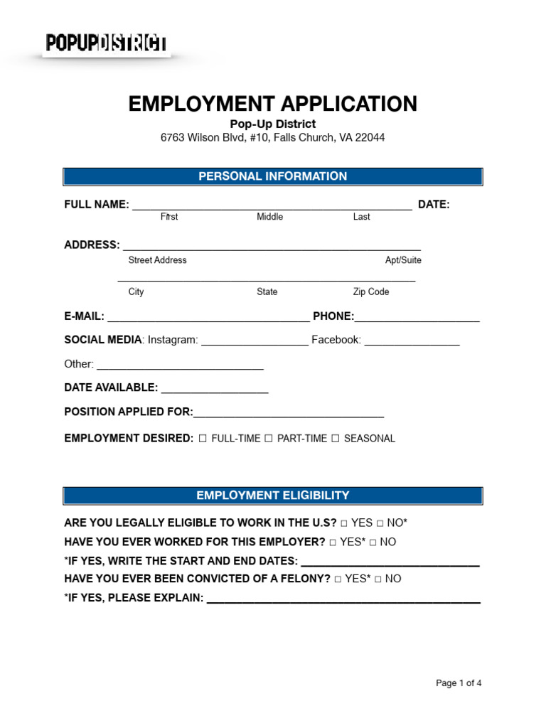 PUD Employment Application Form | PDF | Military Discharge