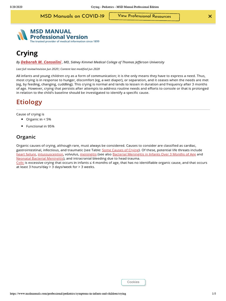 Understanding Infant Crying Causes | PDF | Constipation | Clinical Medicine