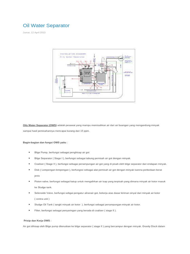 Pemisahan Minyak dan Air dengan OWS | PDF