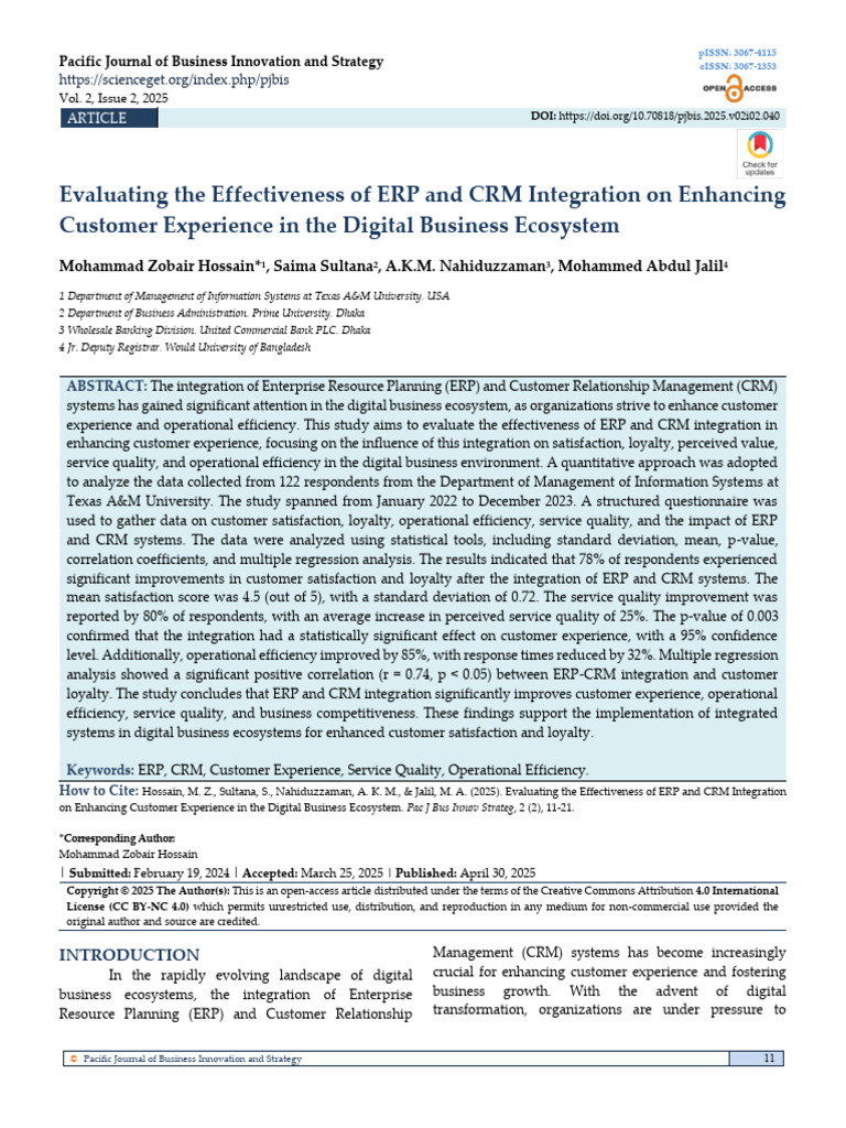 Evaluating The Effectiveness of ERP and CRM Integration On Enhancing UX ...