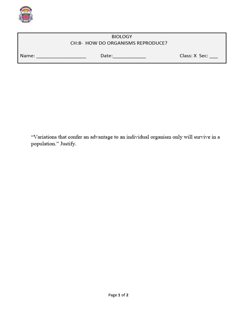Ws Biology Class X Ch8 | PDF