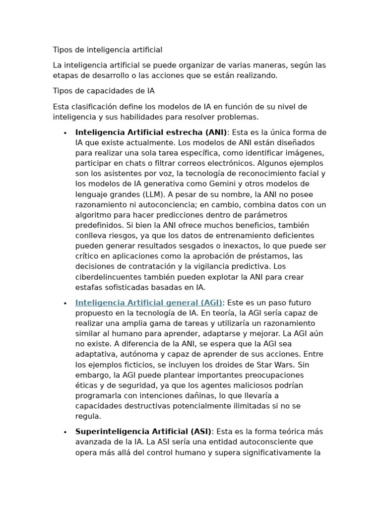 Clasificación de Tipos de Inteligencia Artificial | PDF | Inteligencia ...