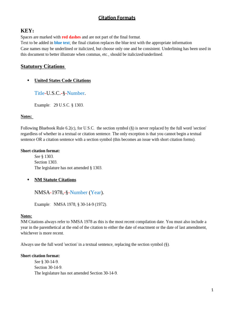 Citation Formats Guide for Legal Documents | PDF | United States Code ...