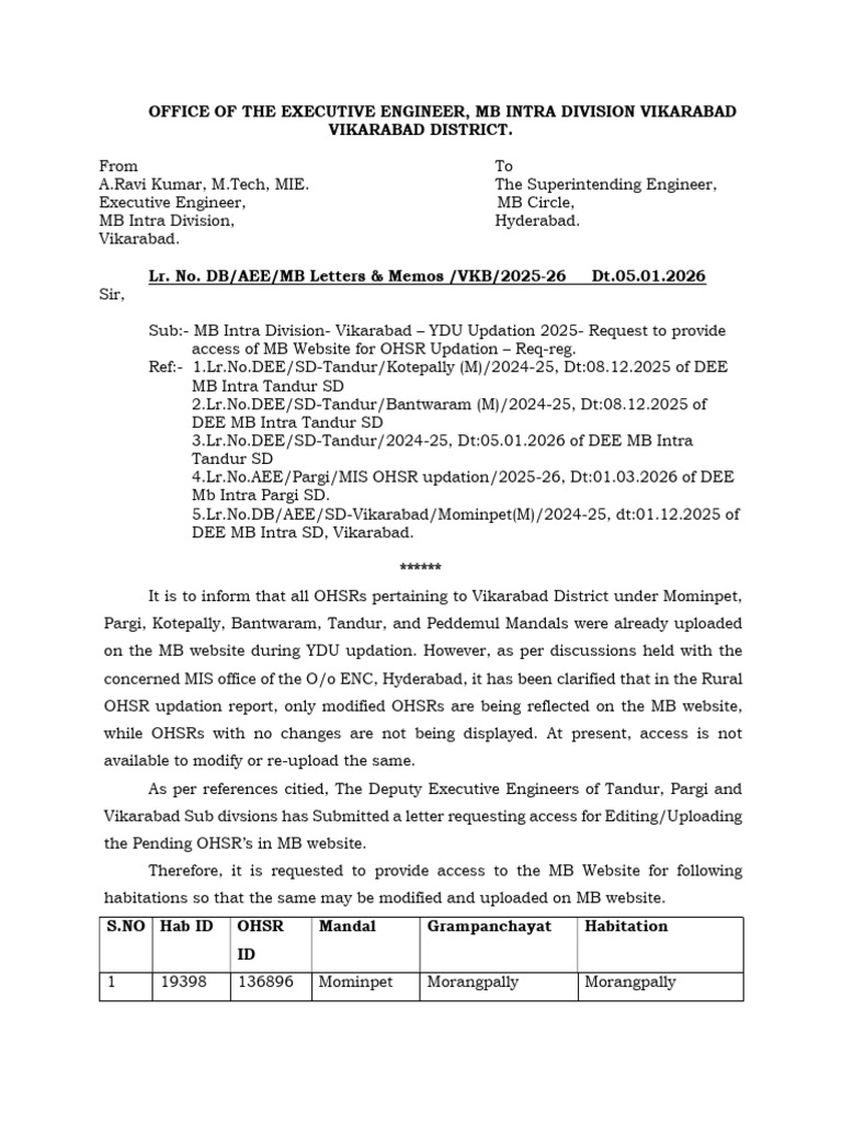 Access For OHSR Updation Letter | PDF