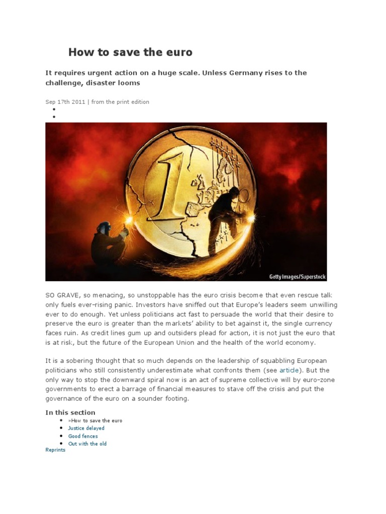 Urgent Strategies to Save the Euro | PDF | European Central Bank | Euro