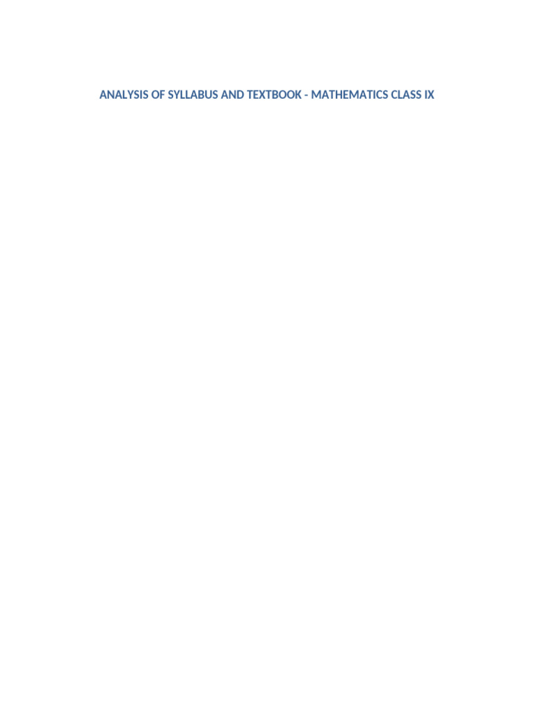 Class IX Mathematics Syllabus Analysis | PDF | Mathematics